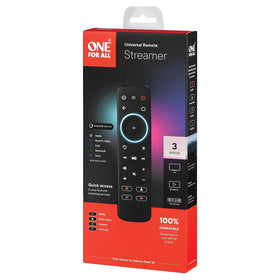 One For All Streamer Remote simple setup with learning capability.