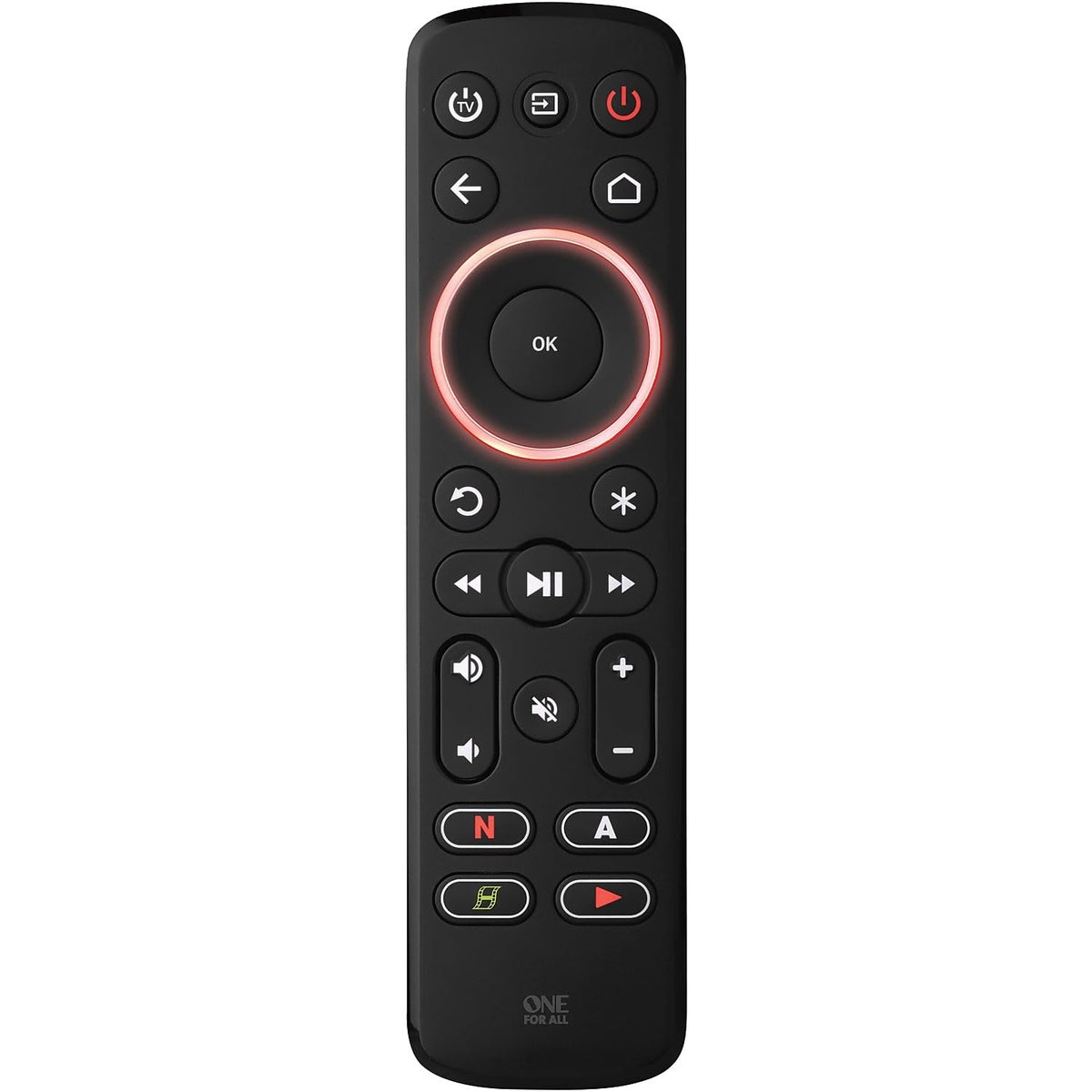 One For All Streamer Remote unified control across three devices.