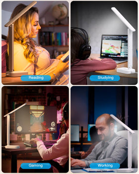 One Beat foldable arm saves space on a compact desk