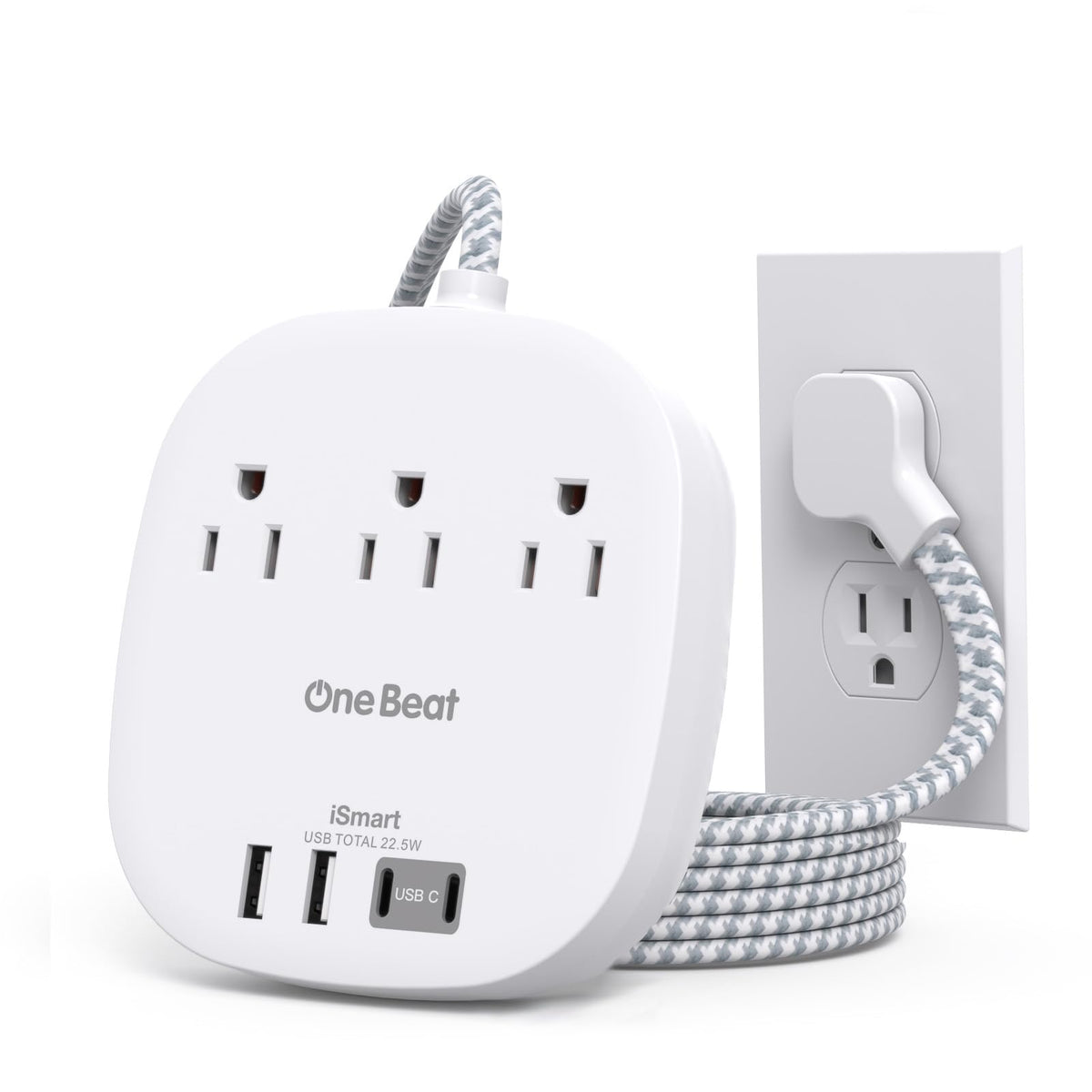 One Beat cruise power strip on a desk, enabling multi-device charging on board