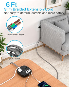 One Beat cruise-strip-flat-plug-6ft-cord enables tidy desk charging.