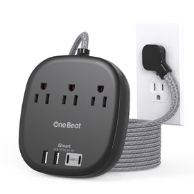 One Beat cruise-strip-flat-plug-6ft-extension saves space behind furniture.
