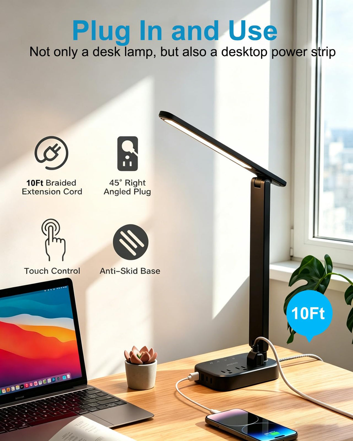 One Beat powering phone tablet and laptop on desk, reduces cable clutter
