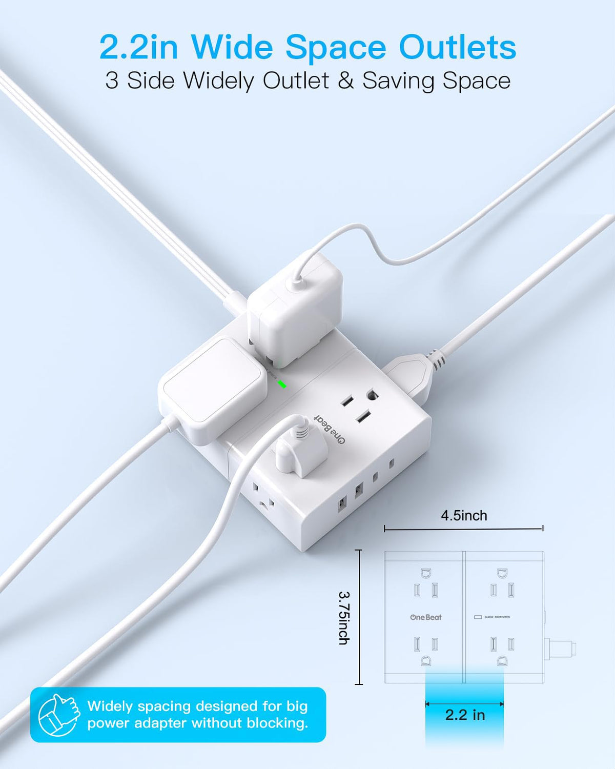 One Beat mounting holes allow secure desk or wall installation.