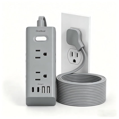 One Beat front view showing flat plug and six outlets for space saving