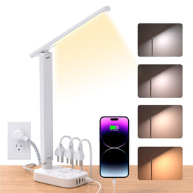 One Beat small LED desk lamp with power strip and USB charging