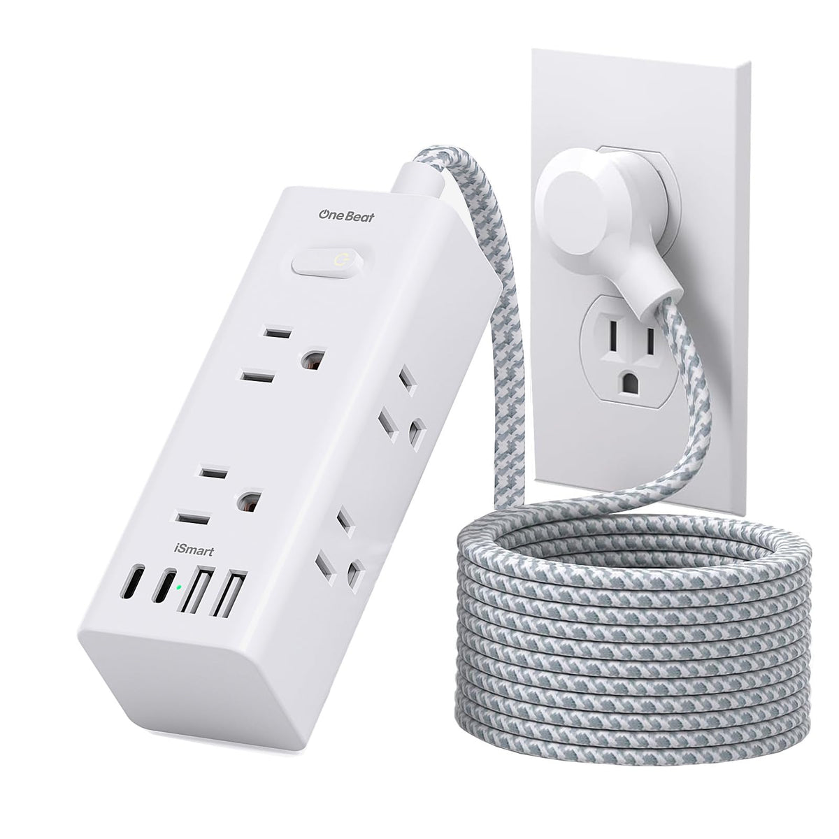 One Beat surge protector with six outlets and USB ports for clutter-free charging