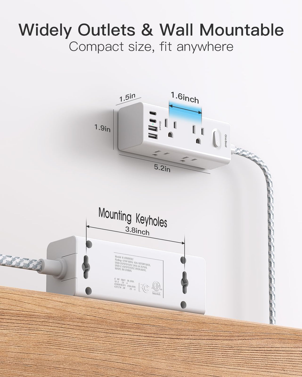 One Beat surge protector showing back mounting holes for secure installation