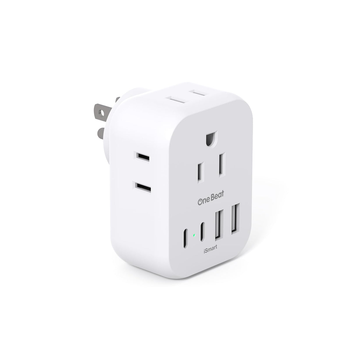One Beat travel outlet in compact cube design for easy packing and quick access