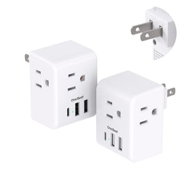 One Beat 2-pack plug adapter with multiple outlets for hotel or home use.