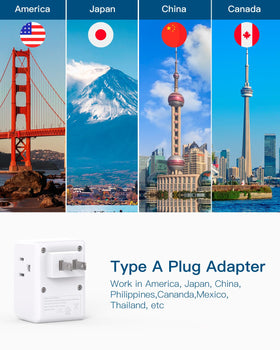 One Beat US-to-Japan adapter showing USB ports for simultaneous device charging.
