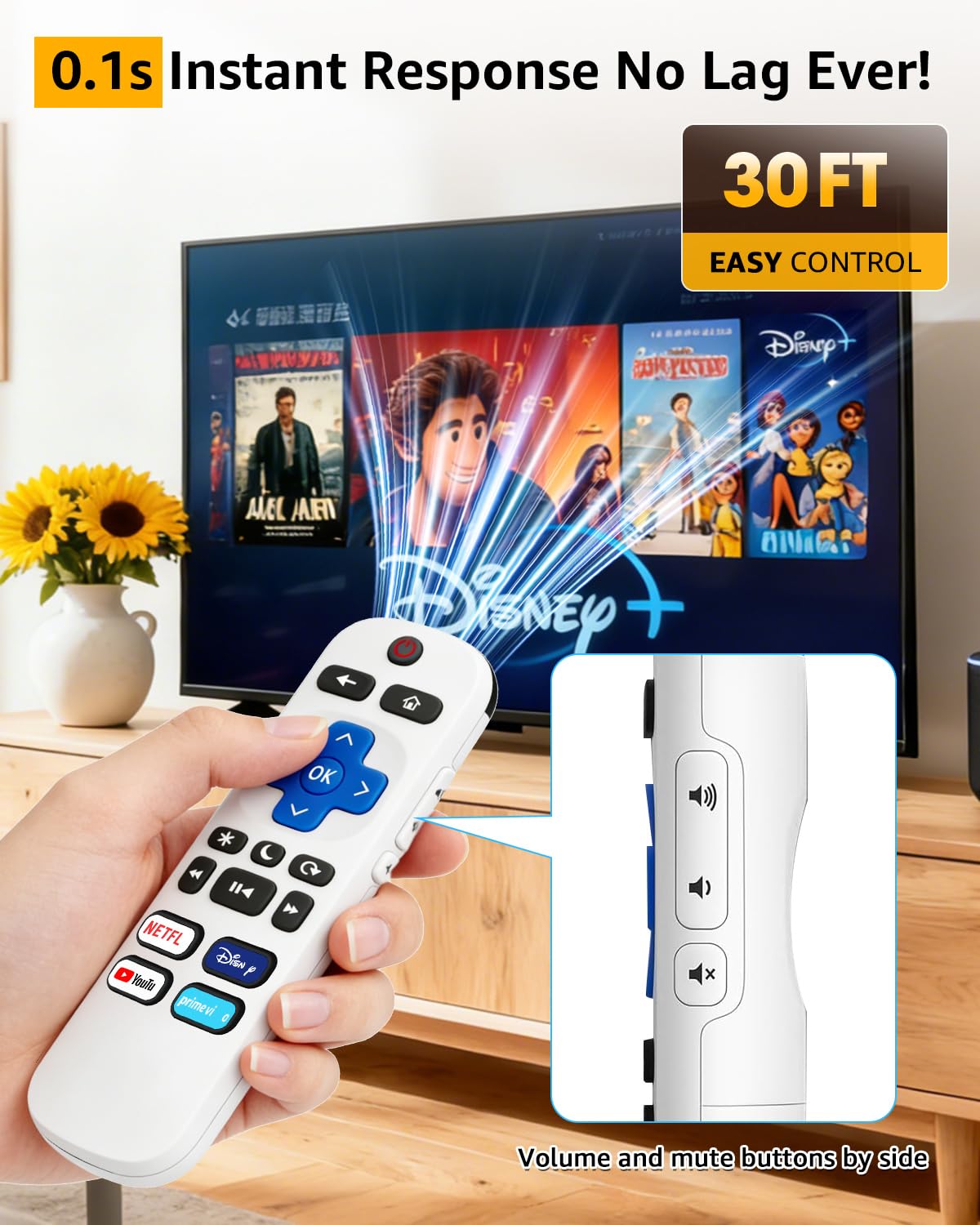 OneBom remote pointed at Roku TV showing reliable infrared performance