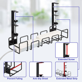 OneLeaf power strip inside tray demonstrating tidy adapter storage and reduced trip hazard benefit