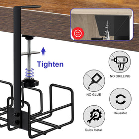 OneLeaf anti-slip desk clip secures the tray without desk damage.