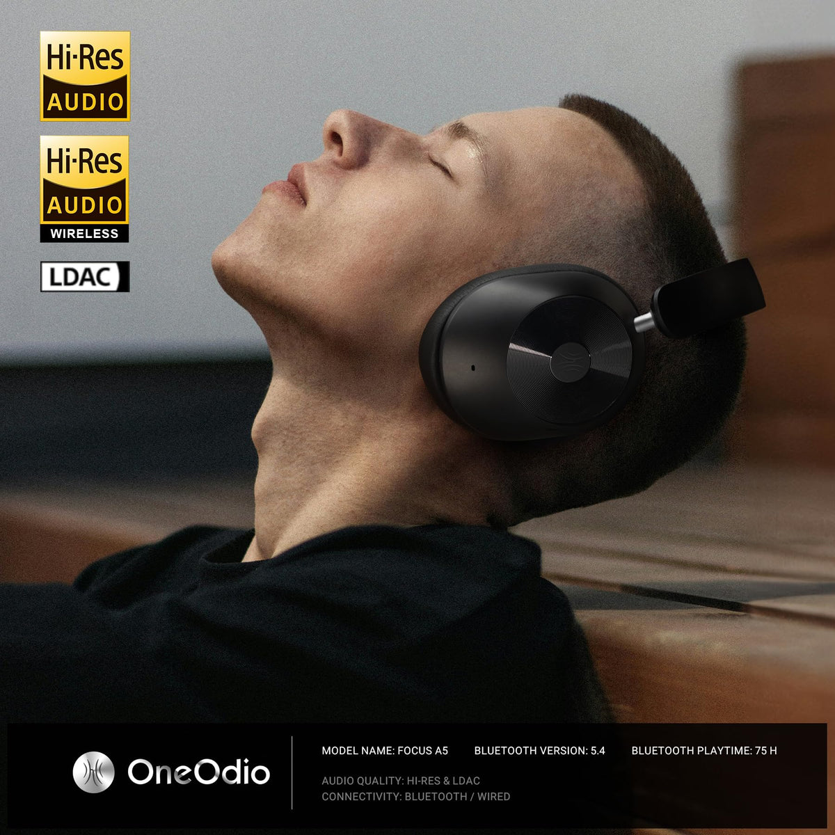 OneOdio Focus A5 earcup close-up highlighting plush comfort for long wear