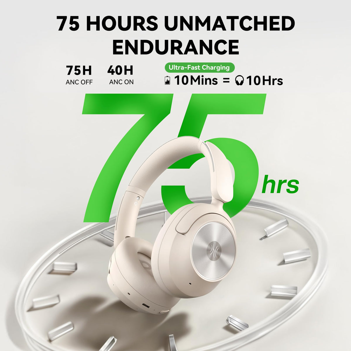 OneOdio Focus A6 fast charge feature delivering 10 hours in 10 minutes