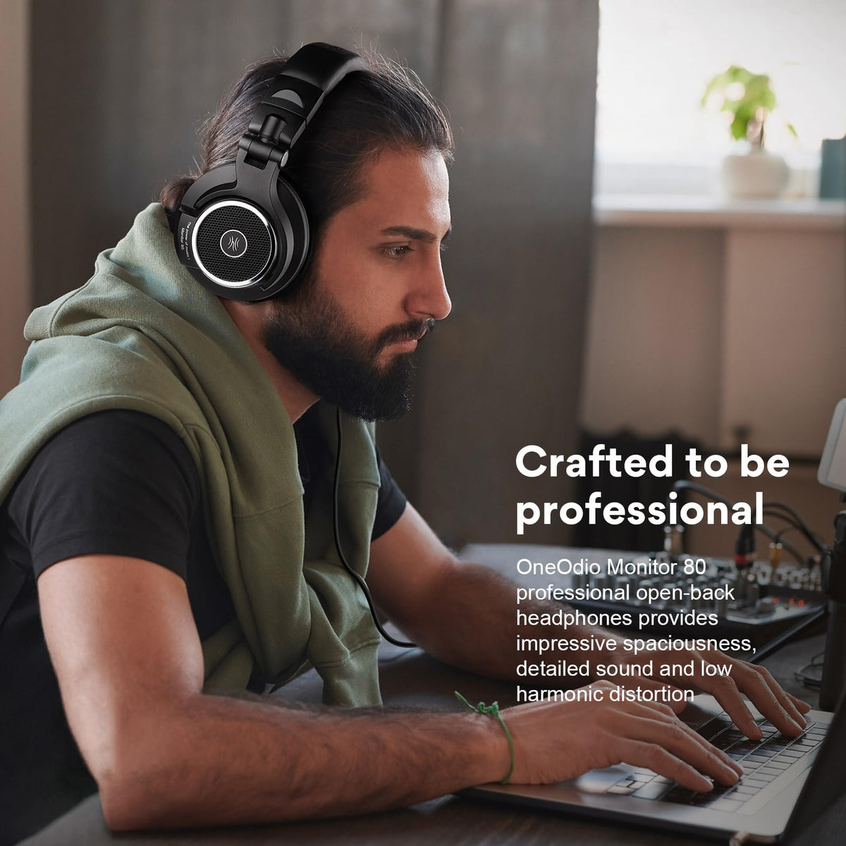 OneOdio Monitor 80 side profile highlighting adjustable headband comfort