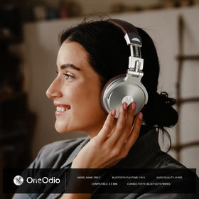 OneOdio folded Studio Wireless Pro C compact for travel, demonstrates space-saving portability