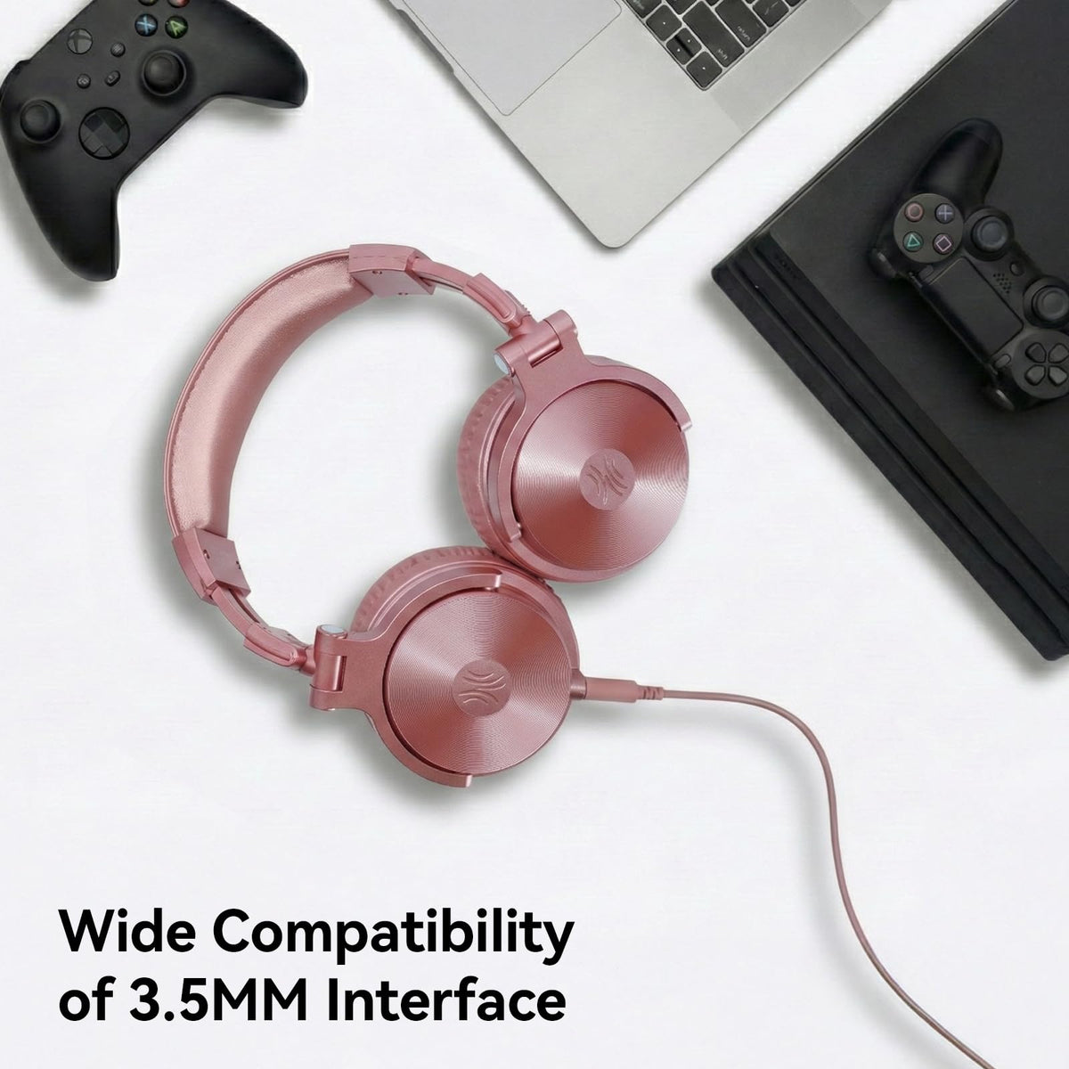OneOdio connected via 3.5mm cable showing wired reliability and zero latency benefit