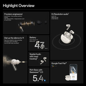 OnePlus Buds Pro 3 earbuds close-up highlighting sleek design.