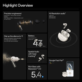 OnePlus Buds Pro 3 earbuds closeup showing sleek in-ear design.