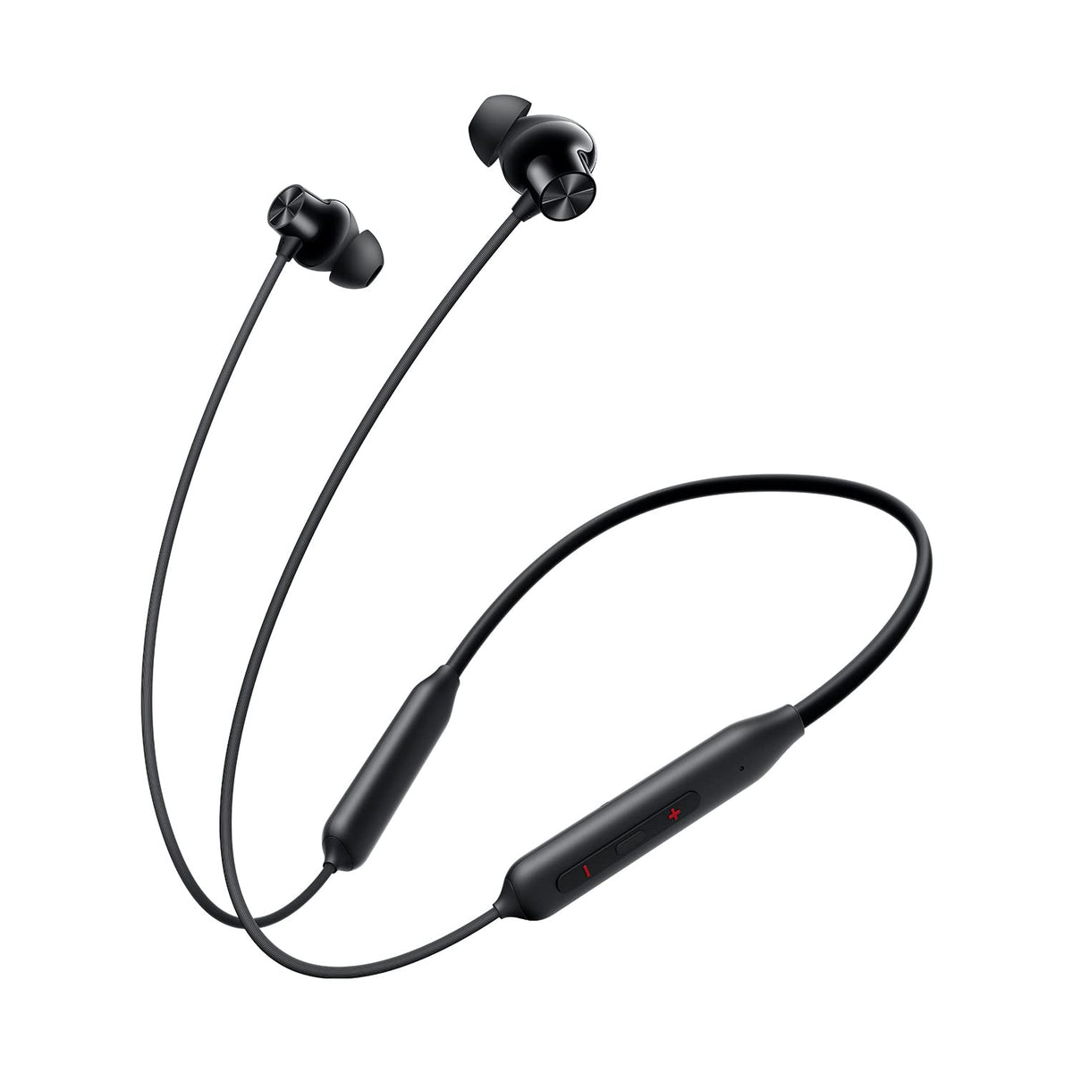 OnePlus Bullets Wireless Z2 Magico Black front view with 12.4mm bass driver for immersive sound