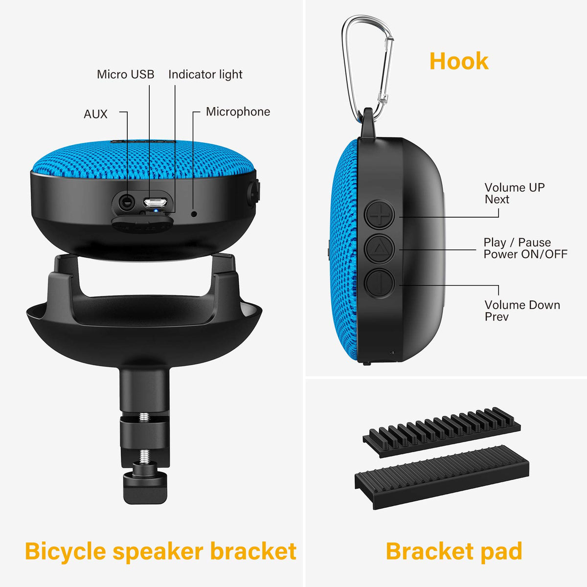 Onforu speaker in a tent at campsite for travel and camping audio