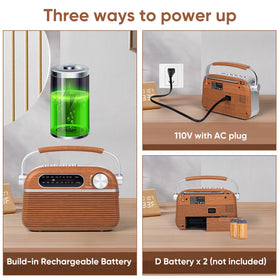 ONGTEED retro radio 5W speaker fills a room with rich sound