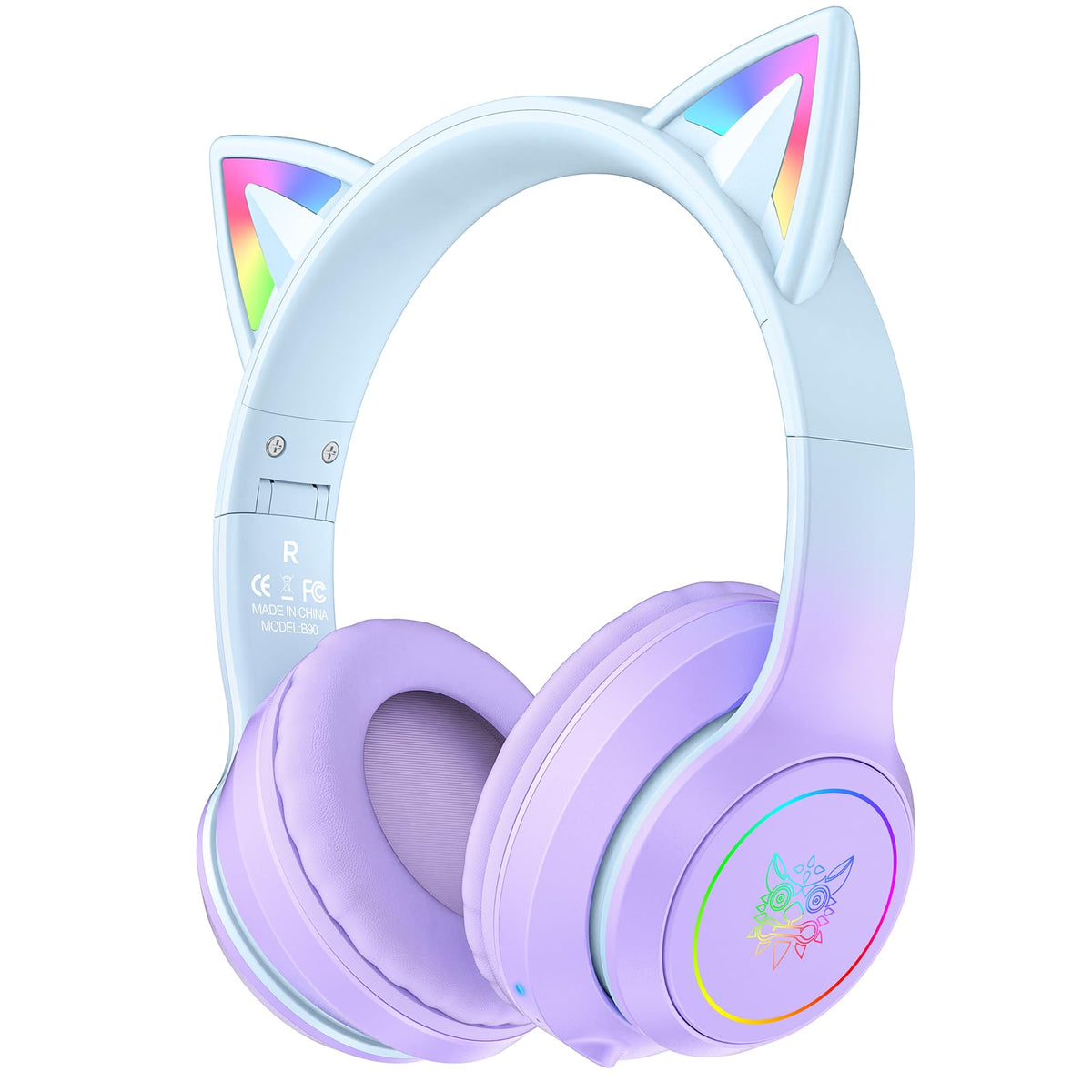 ONITOON headphones front view showing cat ears and playful design, ideal for kids