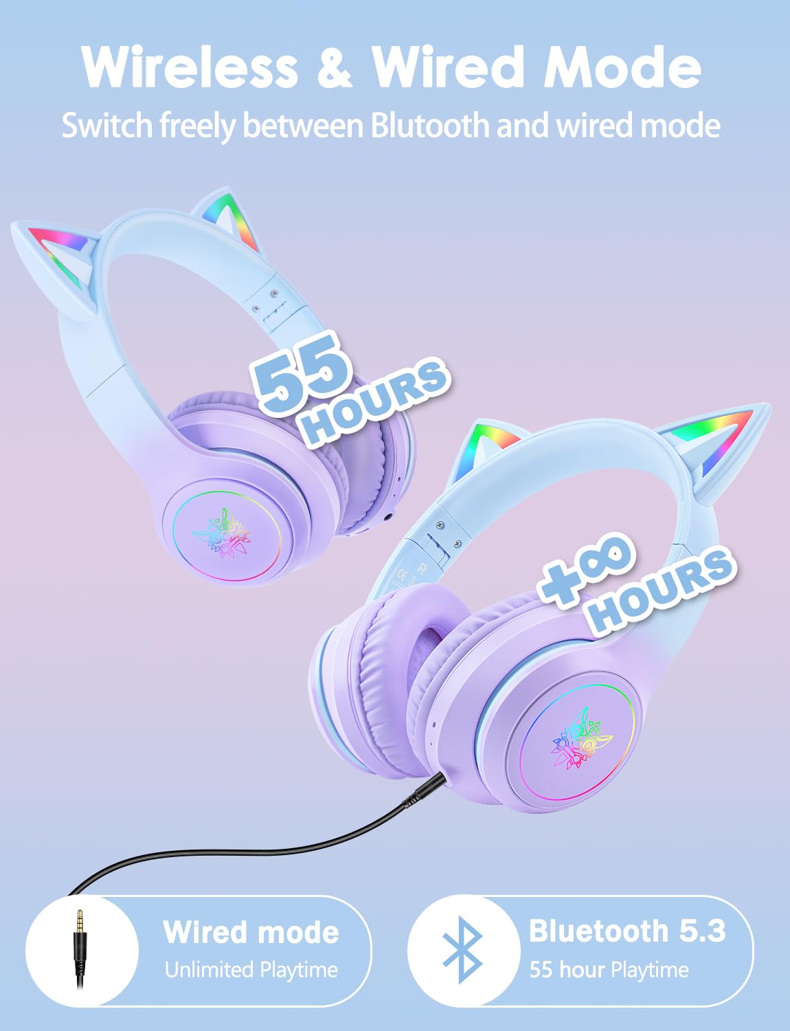 ONITOON connected via 3.5mm cable for wired listening when battery is low