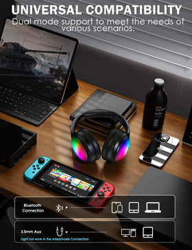 ONITOON wired AUX connection to phone illustrating compatibility and battery saving