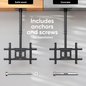 ONKRON height-adjustable mount supports diverse ceilings from 28.2 to 62.4 inches.