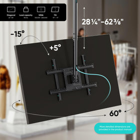 ONKRON ceiling mount with tilt and swivel for ideal viewing angles.