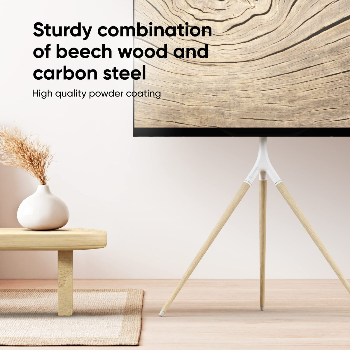 ONKRON easel TV stand wall fixation option adds stability