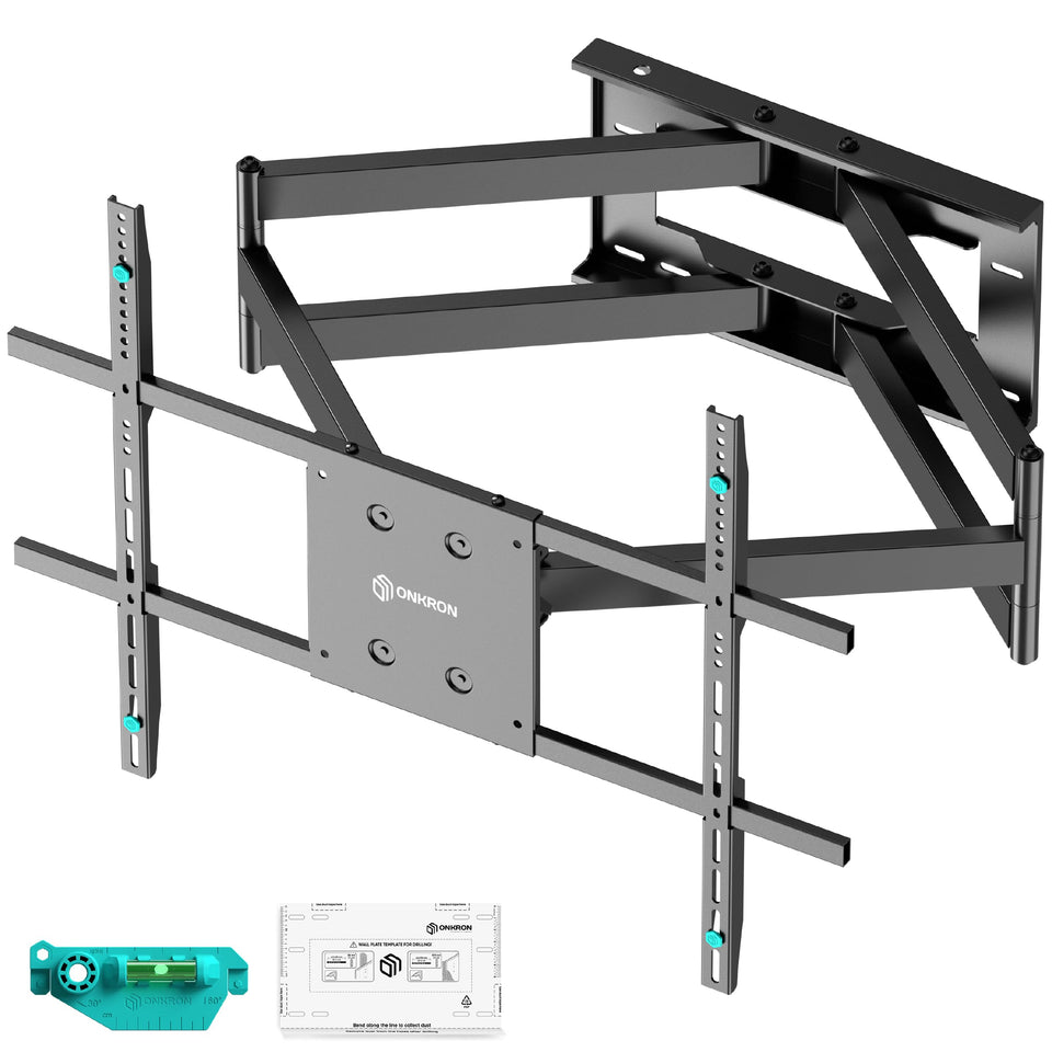 ONKRON full-motion wall mount for 42–110 inch TVs with versatile VESA compatibility.