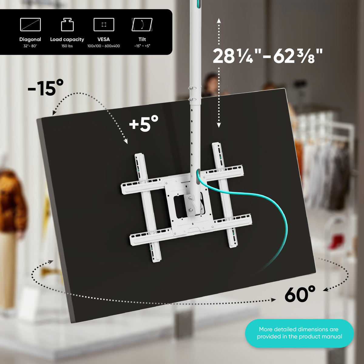 ONKRON N1L-W full-motion system with tilt and swivel for precise positioning.
