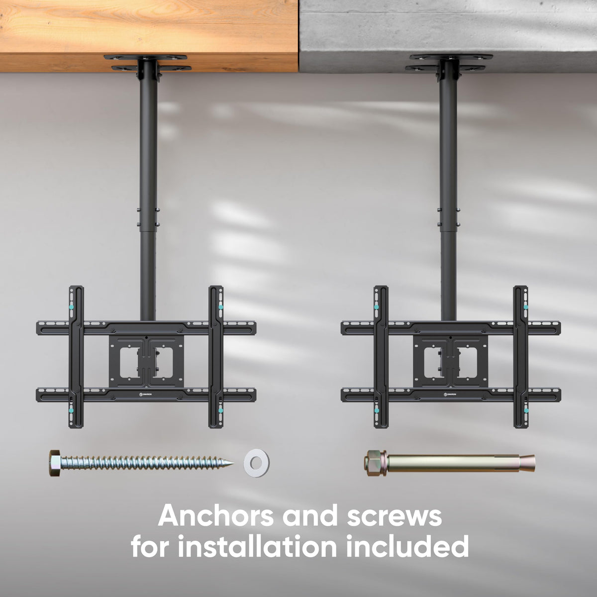 Adjustable base supports ceiling or wall mounting options.