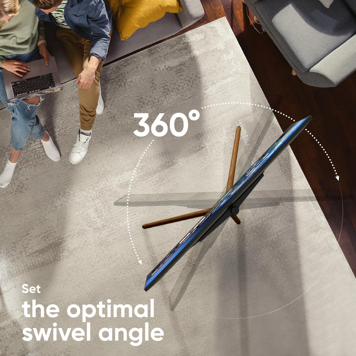 ONKRON easel stand portrait mode for dynamic displays.