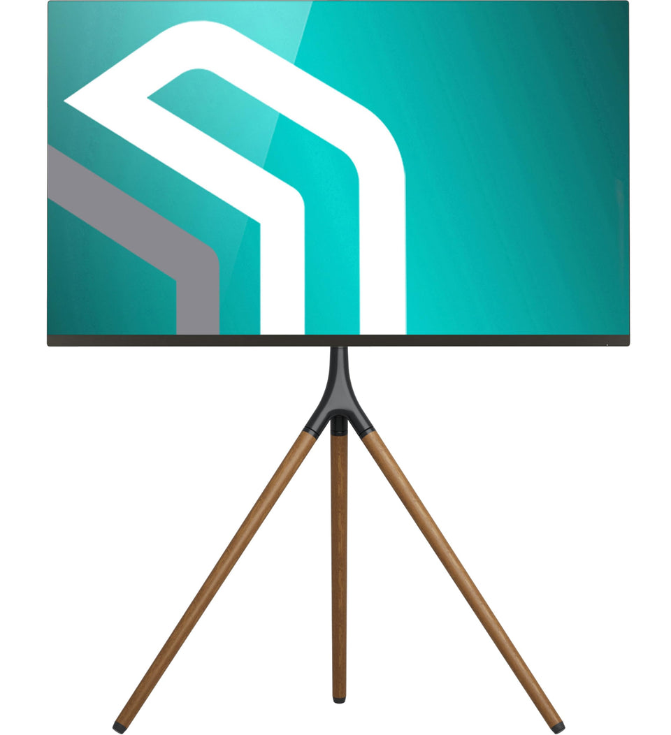 ONKRON easel stand 32–65in with 360° swivel for flexible viewing.