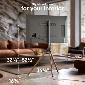 ONKRON easel stand with wooden legs adds warm, modern style.