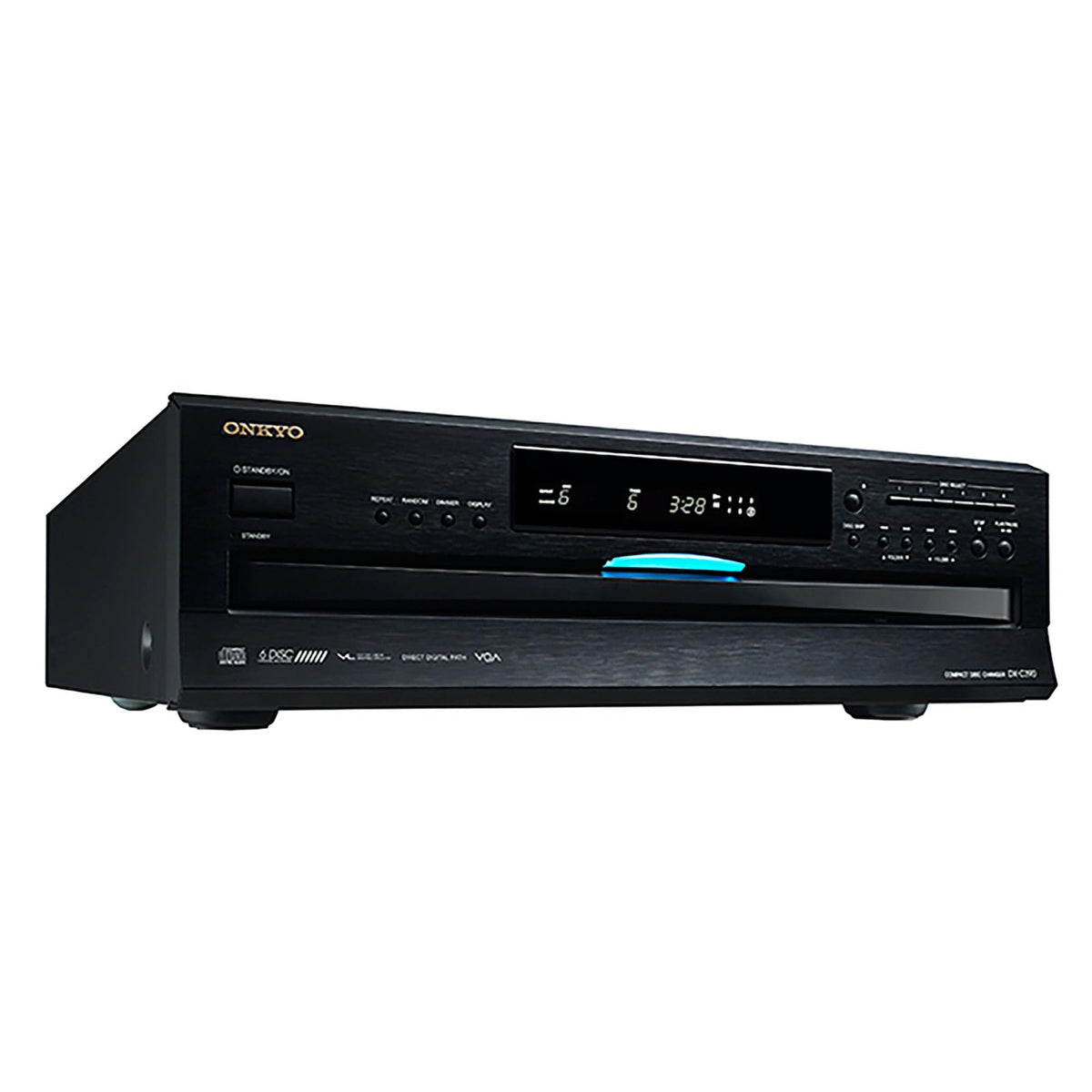 Onkyo DX-C390 front panel in brushed aluminum for premium durability