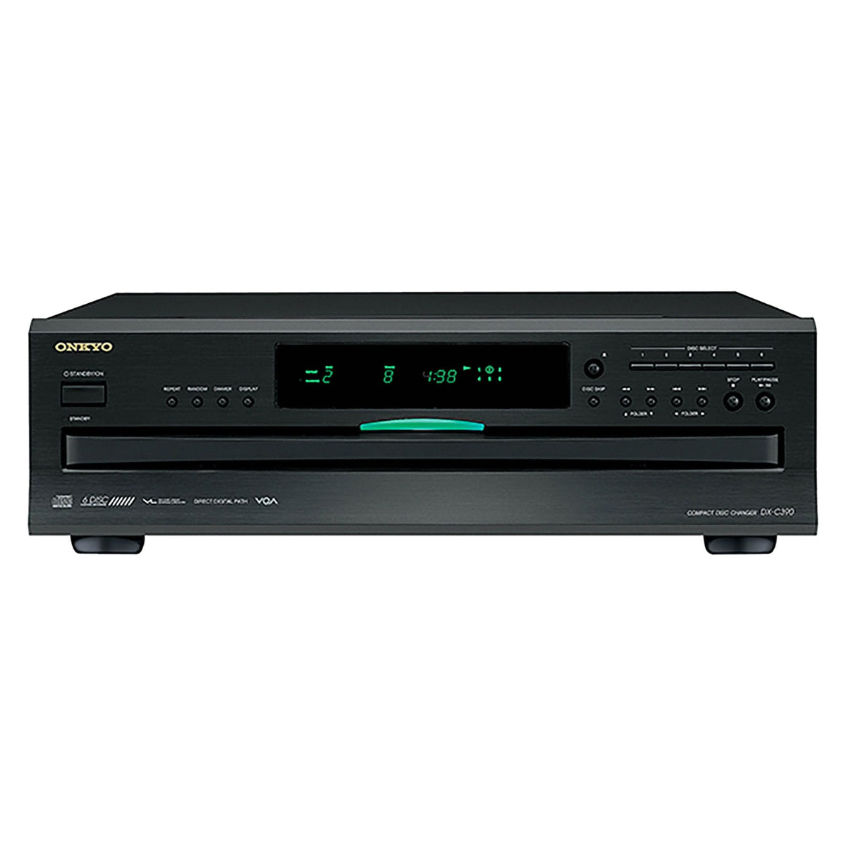 Onkyo DX-C390 six-disc changer in action offering uninterrupted playlists