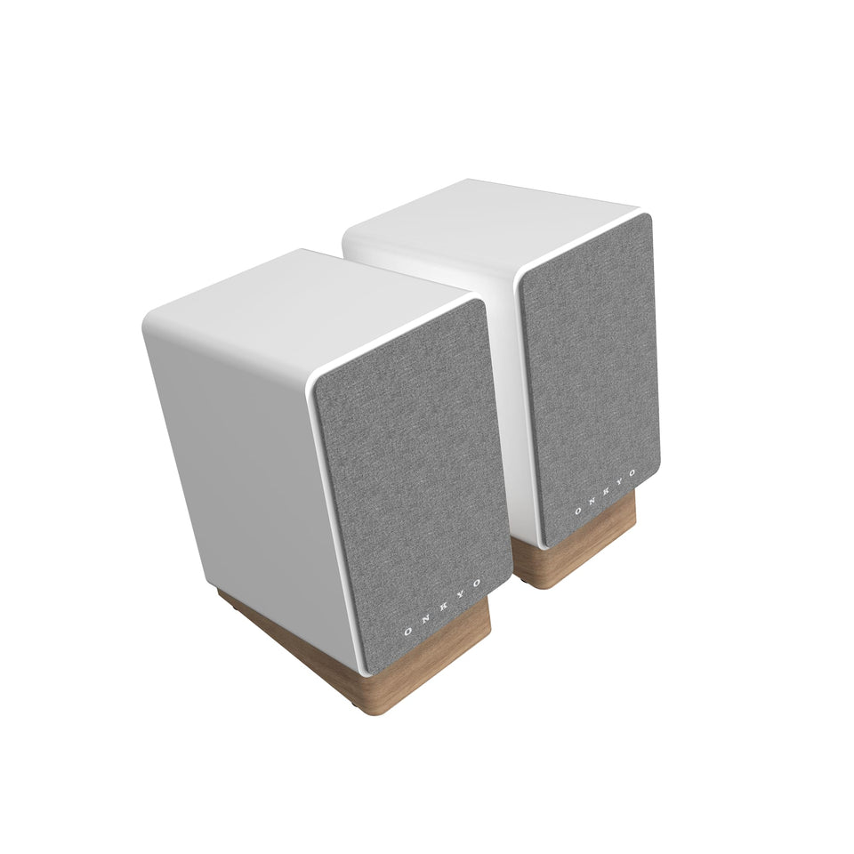 Onkyo GX-30ARC powered monitors white front view for desks and studios