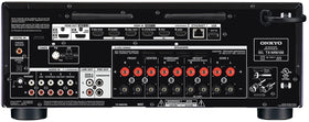 Onkyo TX-NR6100 Dolby Atmos DTS:X branding for immersive home theater sound.