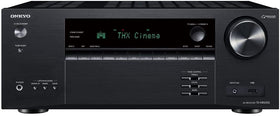 Onkyo TX-NR6100 front panel controls for quick movie-night setup.