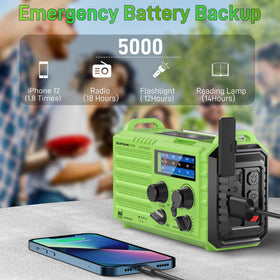Hand crank feature on OnLyee radio supports emergency power.