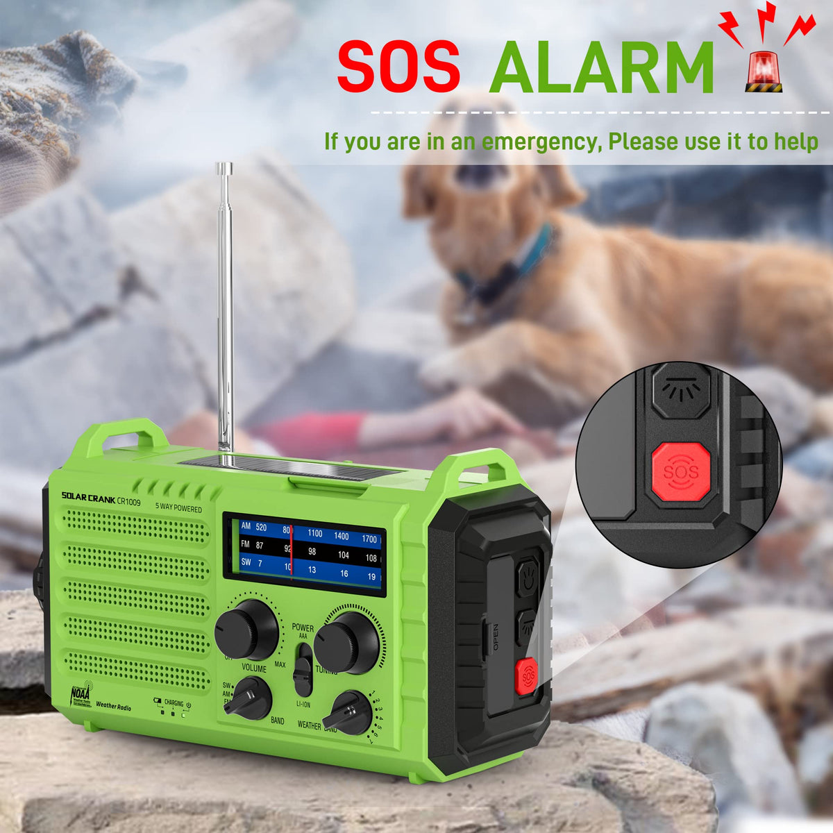 Integrated 3W flashlight and 2.5W reading lamp for nighttime tasks.