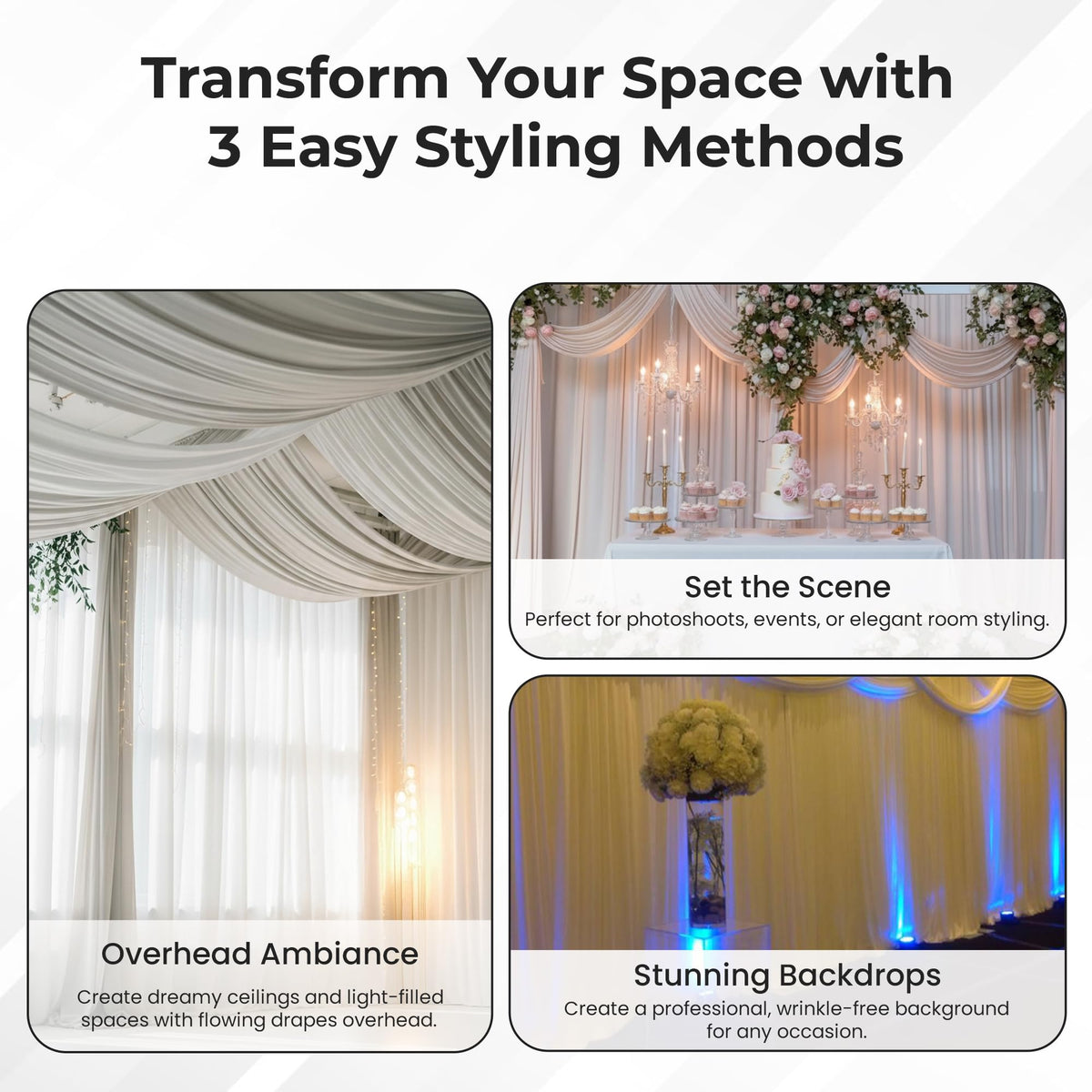 OnlineEEI backdrop frame provides 8 to 10 feet floor coverage.