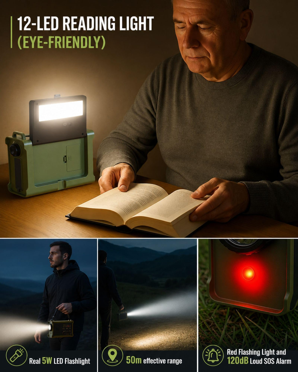 OnLyee SOS alarm with flashing beacon activated, designed to attract help quickly