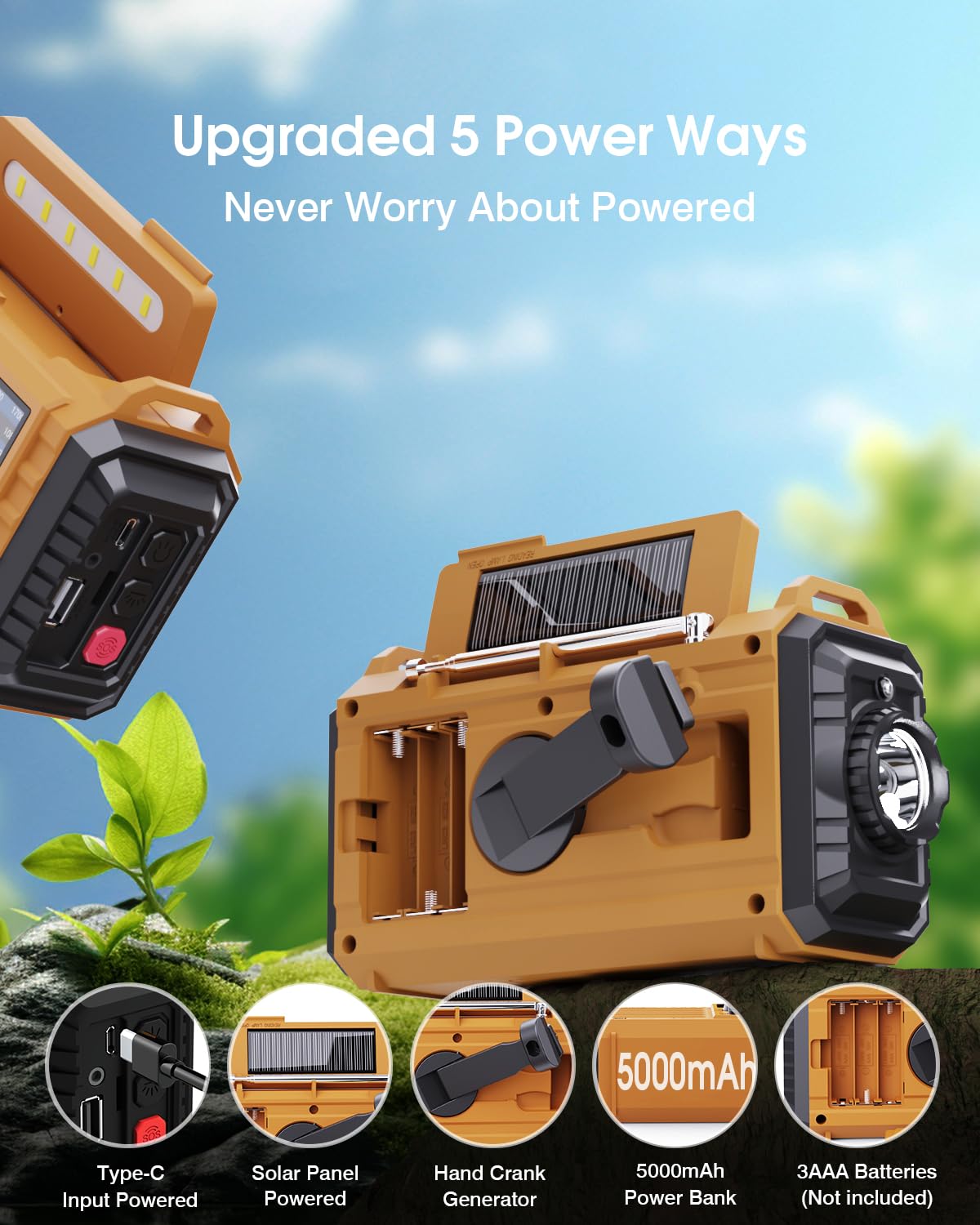 OnLyee Emergency Radio with hand crank for independent power on the go.